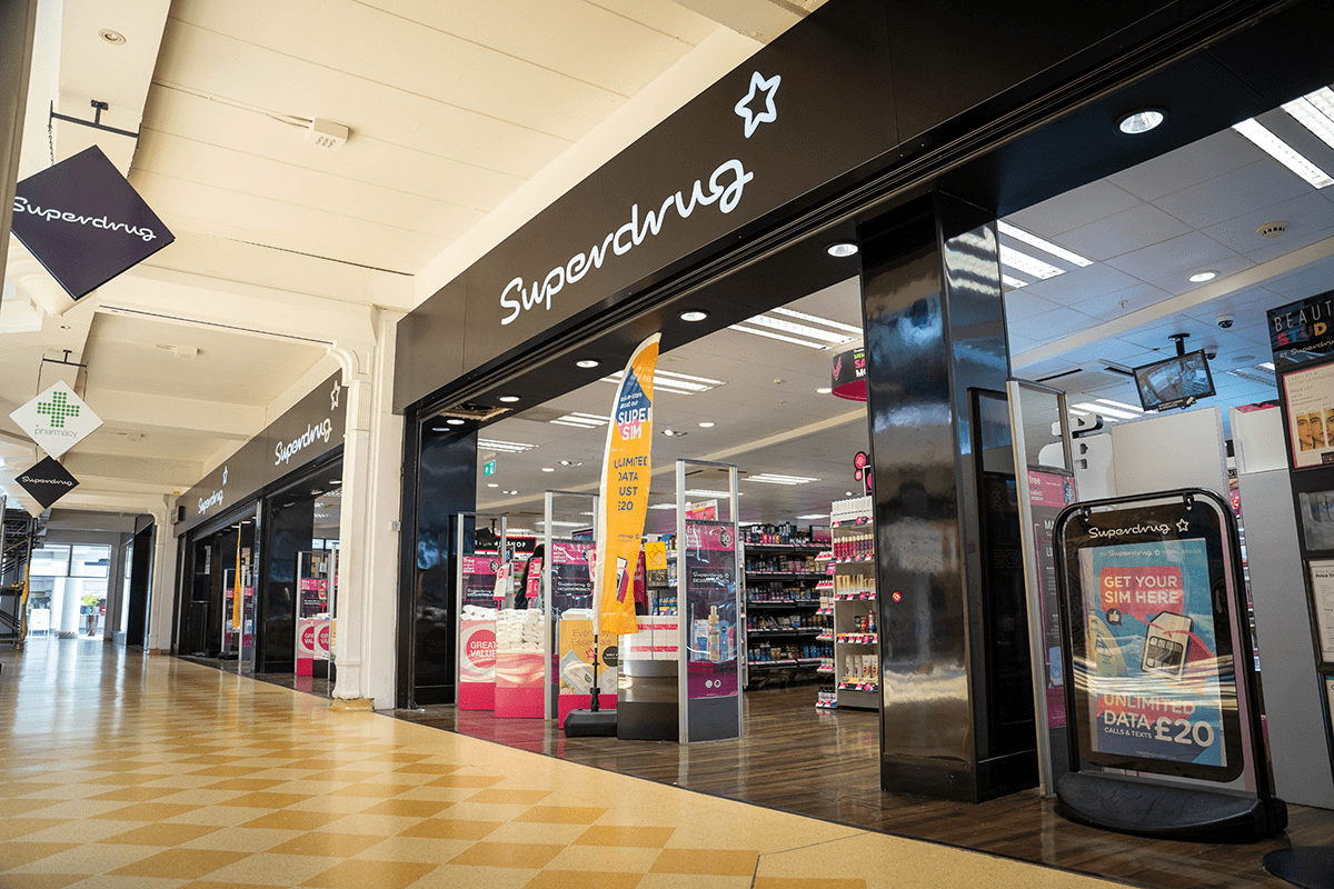 Outside of Superdrug in the Whitgift Centre