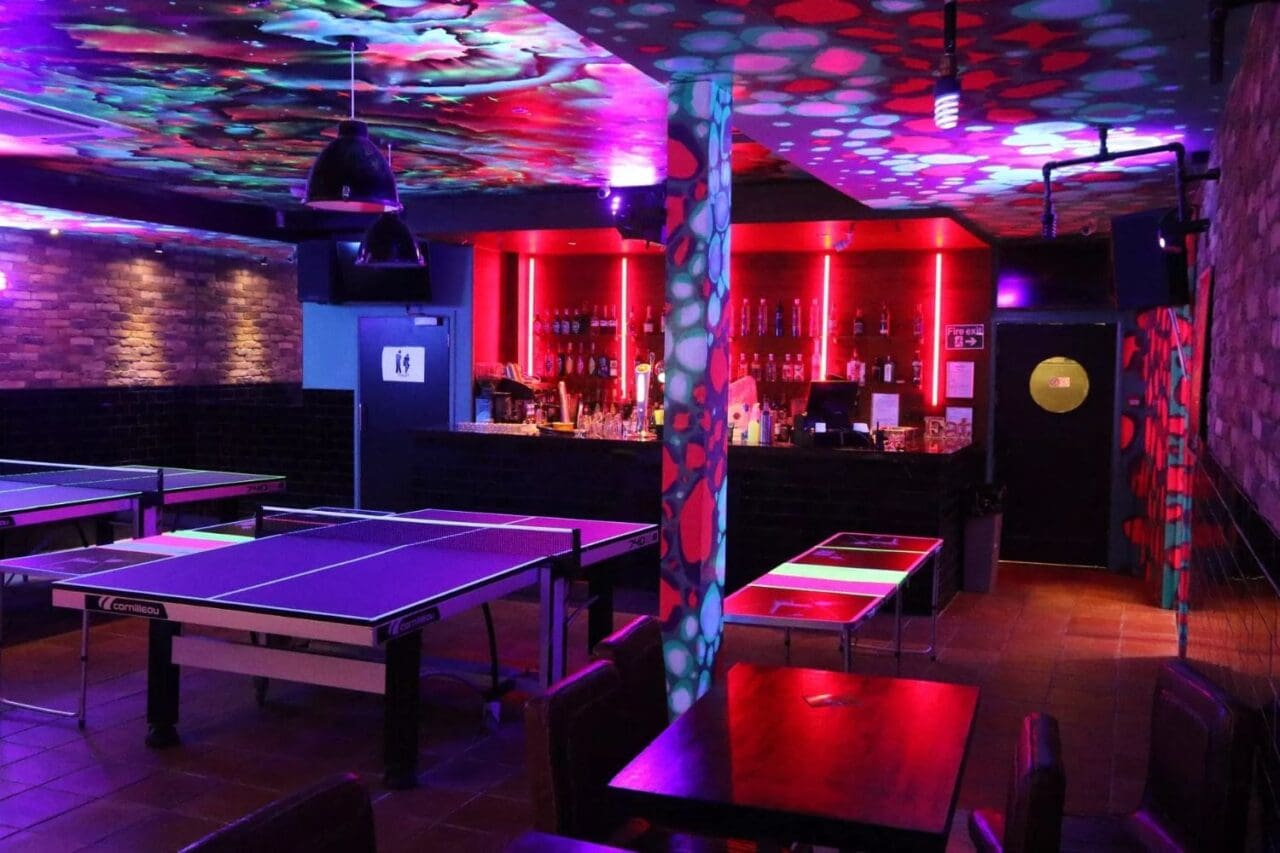 Table Tennis and bar area inside Funhouse