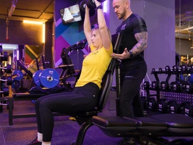 Instructor working with client in My PT The Gym Croydon.